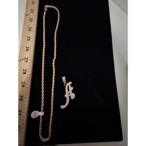 NEW 24" gold tone chain with lobster clasp and pendant -"A"